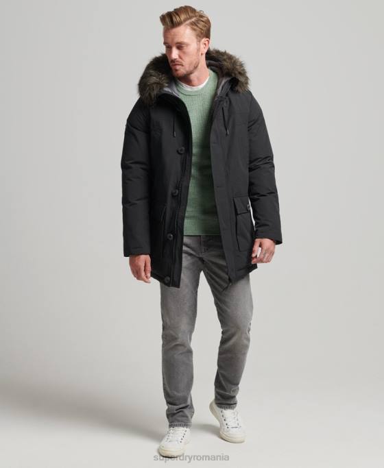 Superdry parka în puf pentru începători îmbrăcăminte gri inchis bărbați JX0Z4577
