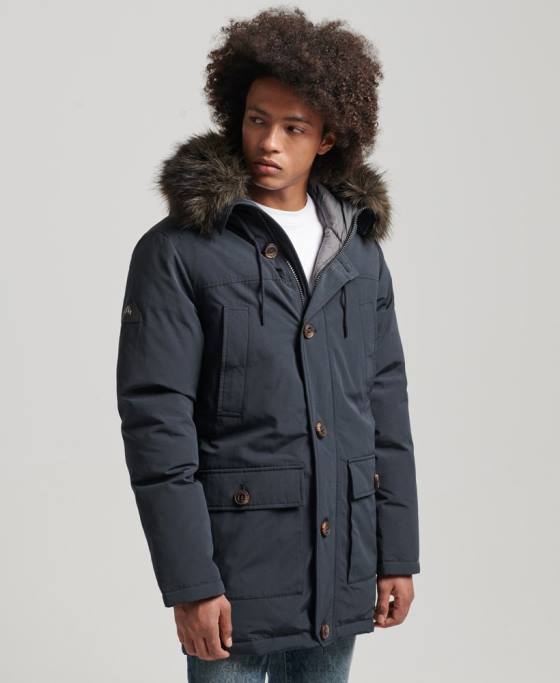 Superdry parka în puf pentru începători îmbrăcăminte marina bărbați JX0Z4549