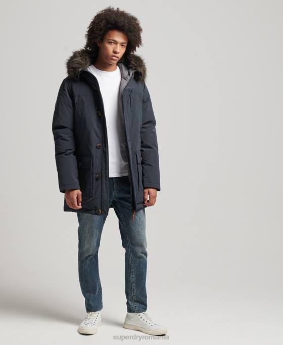 Superdry parka în puf pentru începători îmbrăcăminte marina bărbați JX0Z4549