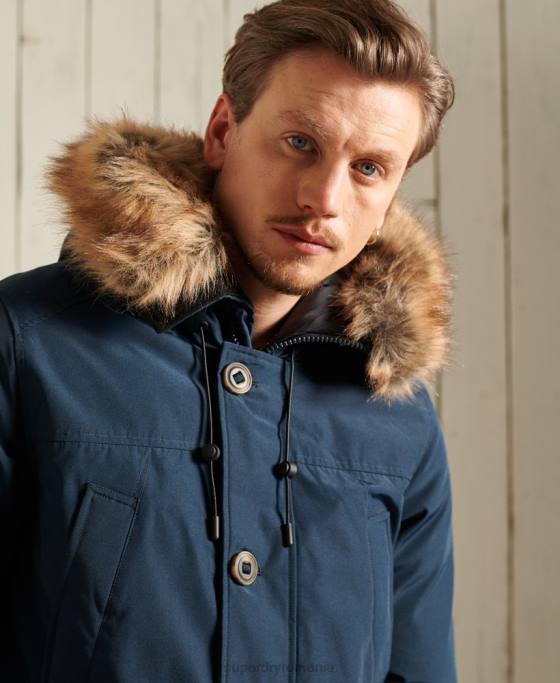 Superdry parka în puf pentru începători îmbrăcăminte marina bărbați JX0Z4727