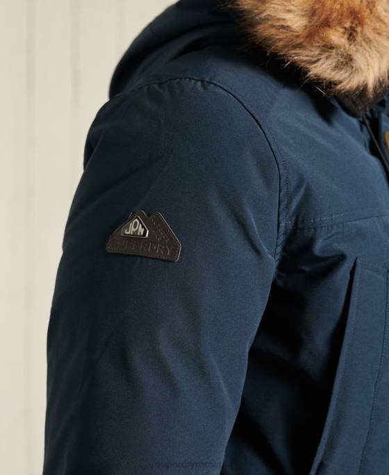 Superdry parka în puf pentru începători îmbrăcăminte marina bărbați JX0Z4727