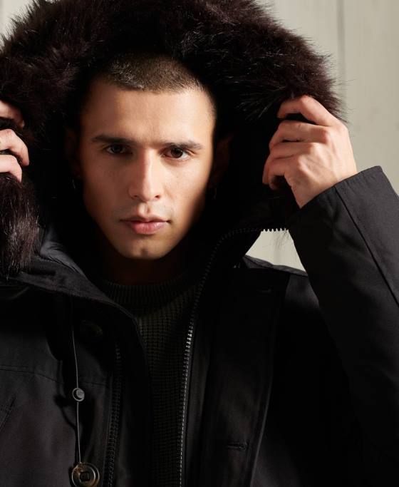 Superdry parka în puf pentru începători îmbrăcăminte negru bărbați JX0Z4734