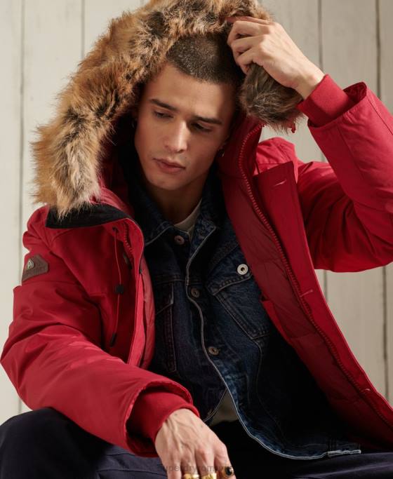 Superdry parka în puf pentru începători îmbrăcăminte roșu bărbați JX0Z1175