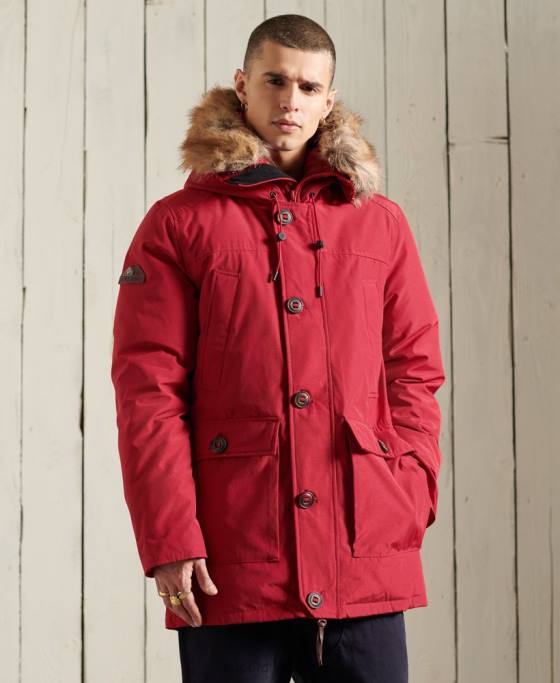 Superdry parka în puf pentru începători îmbrăcăminte roșu bărbați JX0Z1175