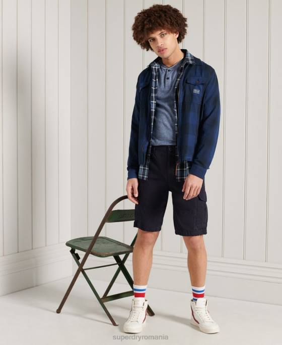 Superdry peste cămașă de flanel îmbrăcăminte albastru bărbați JX0Z237