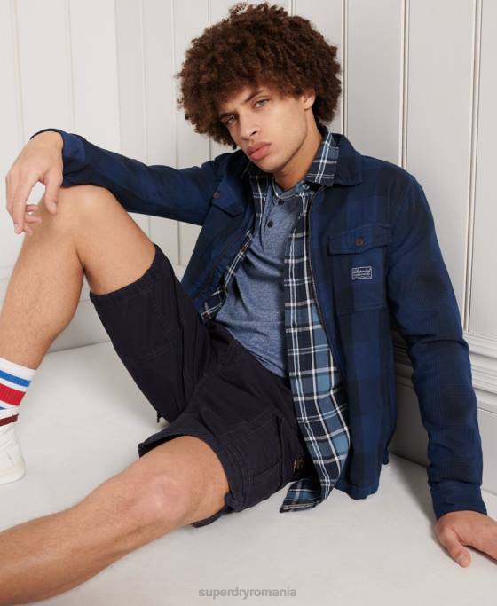 Superdry peste cămașă de flanel îmbrăcăminte albastru bărbați JX0Z237