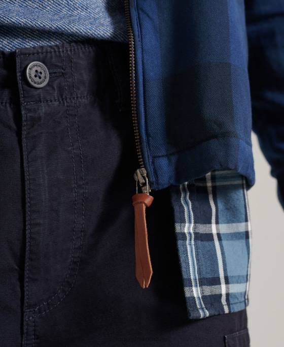 Superdry peste cămașă de flanel îmbrăcăminte albastru bărbați JX0Z237