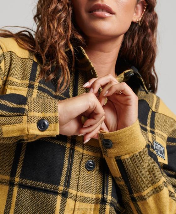 Superdry peste cămașă din flanel borg îmbrăcăminte aur femei JX0Z2927