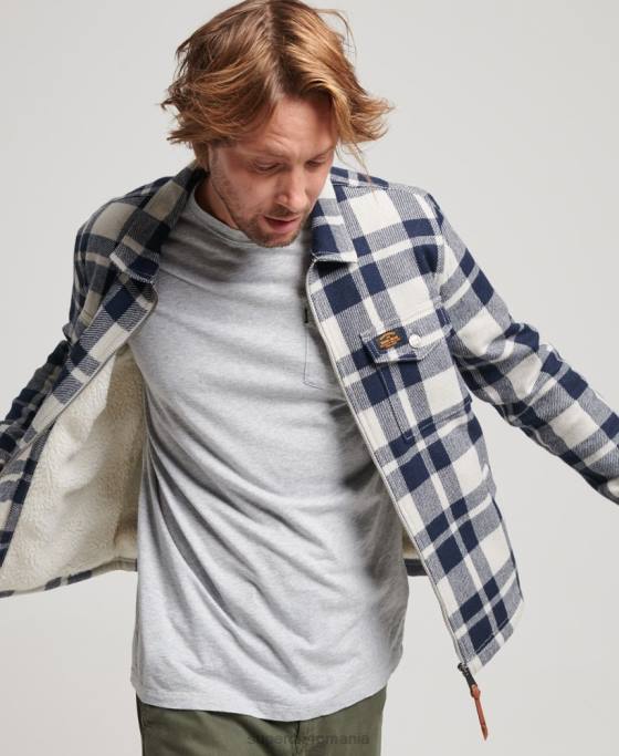 Superdry peste cămașă din lână căptușită cu fermoar îmbrăcăminte albastru deschis bărbați JX0Z236