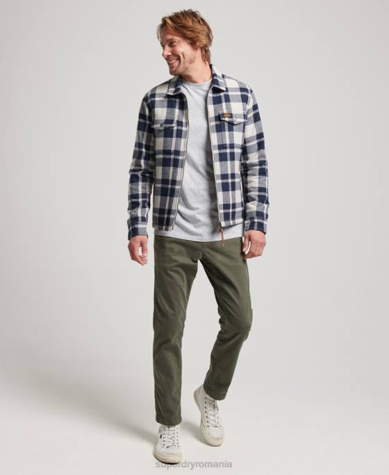 Superdry peste cămașă din lână căptușită cu fermoar îmbrăcăminte albastru deschis bărbați JX0Z236