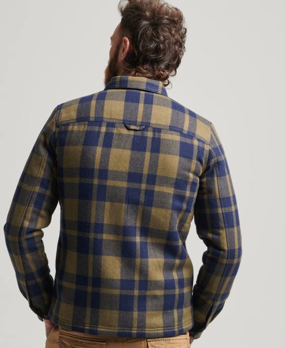 Superdry peste cămașă din lână căptușită cu fermoar îmbrăcăminte verde bărbați JX0Z186