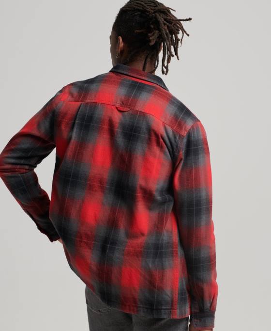 Superdry peste cămașă matlasată cu carouri îmbrăcăminte roșu bărbați JX0Z6393