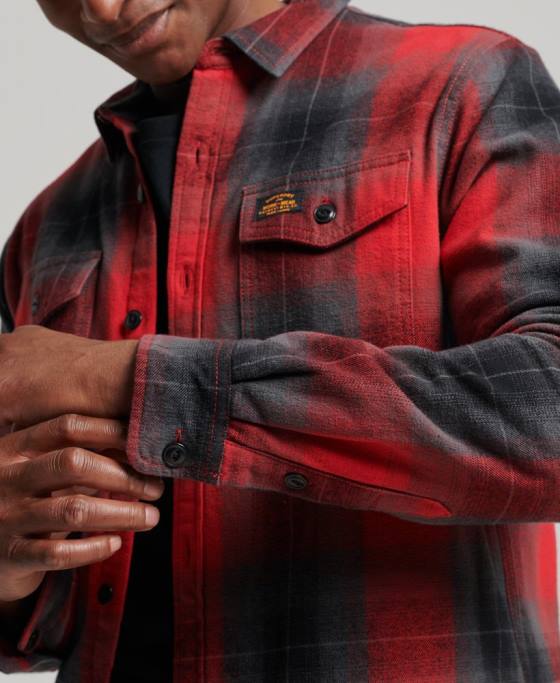 Superdry peste cămașă matlasată cu carouri îmbrăcăminte roșu bărbați JX0Z6393