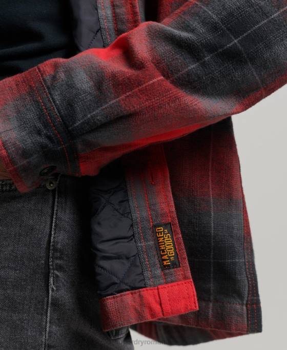 Superdry peste cămașă matlasată cu carouri îmbrăcăminte roșu bărbați JX0Z6393