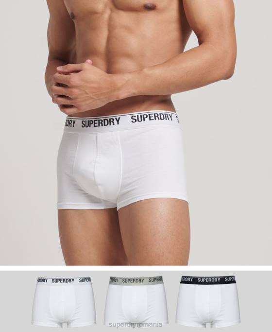 Superdry portbagaj din bumbac organic pachet triplu îmbrăcăminte alb bărbați JX0Z1769