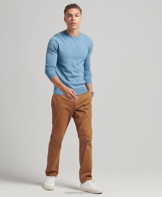 Superdry pulover crew din bumbac organic cașmir îmbrăcăminte albastru bărbați JX0Z1261