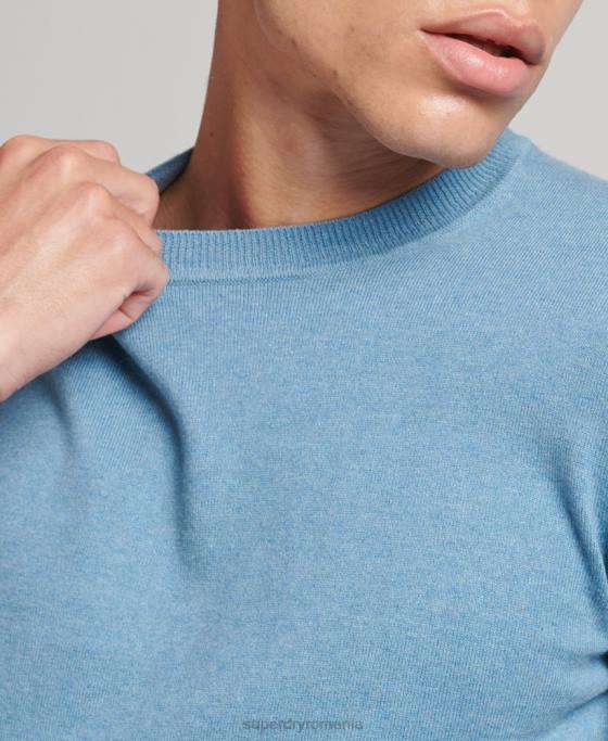Superdry pulover crew din bumbac organic cașmir îmbrăcăminte albastru bărbați JX0Z1261