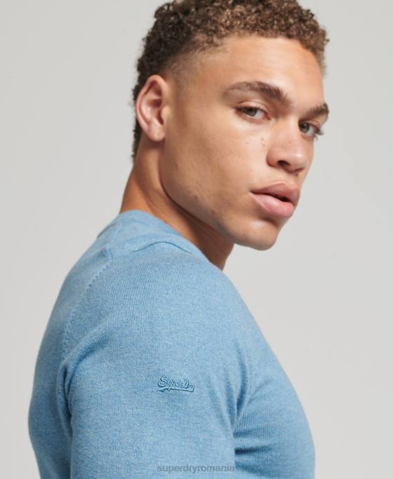 Superdry pulover crew din bumbac organic cașmir îmbrăcăminte albastru bărbați JX0Z1261