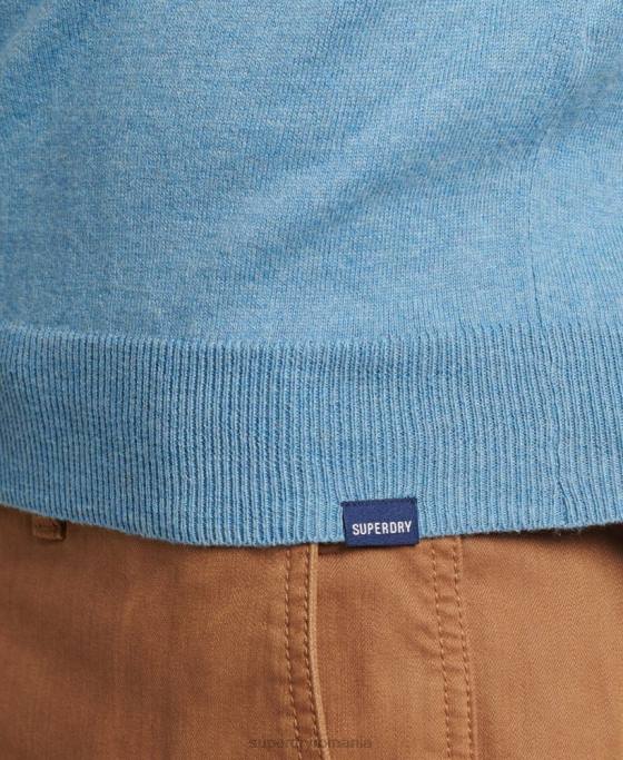 Superdry pulover crew din bumbac organic cașmir îmbrăcăminte albastru bărbați JX0Z1261
