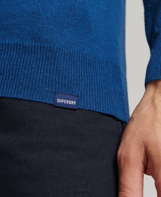 Superdry pulover crew din bumbac organic cașmir îmbrăcăminte albastru bărbați JX0Z1344