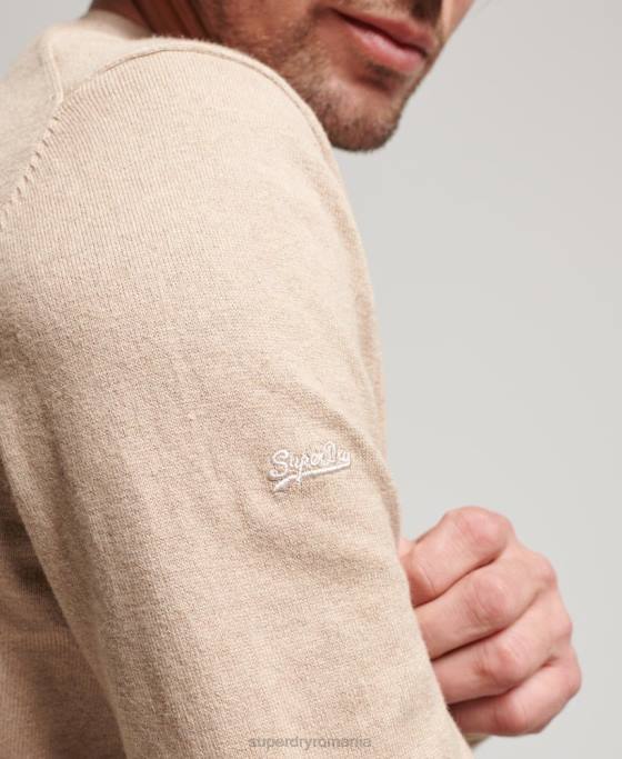 Superdry pulover crew din bumbac organic cașmir îmbrăcăminte bej bărbați JX0Z5264