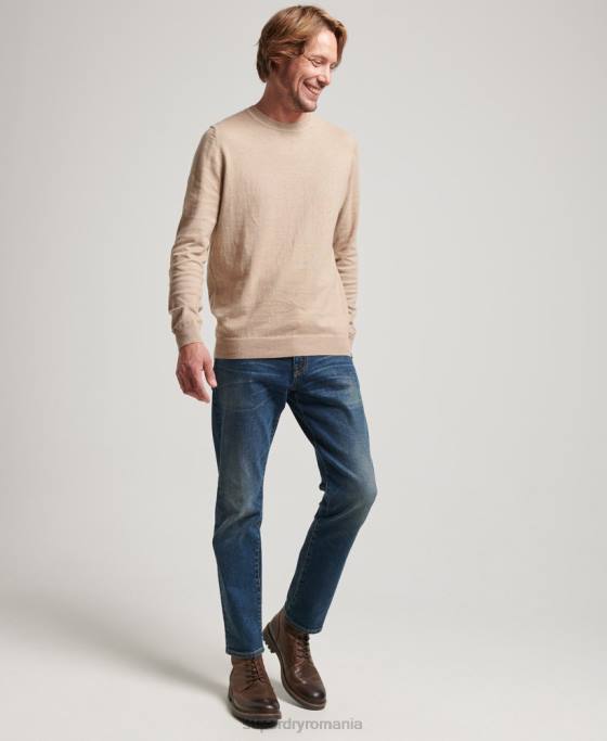 Superdry pulover crew din bumbac organic cașmir îmbrăcăminte bej bărbați JX0Z5264