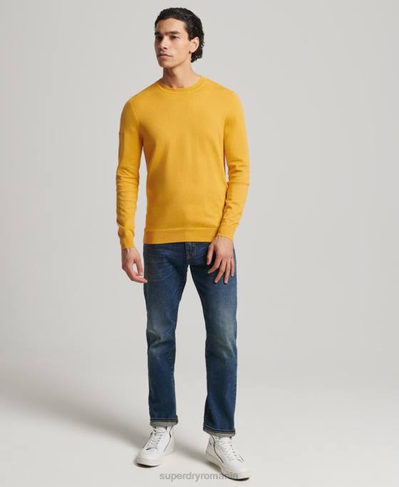 Superdry pulover crew din bumbac organic cașmir îmbrăcăminte galben bărbați JX0Z5271