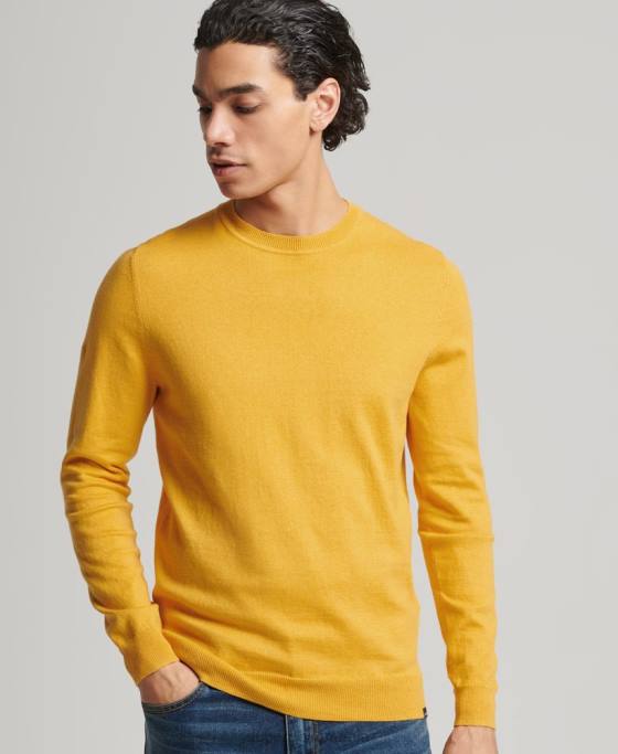 Superdry pulover crew din bumbac organic cașmir îmbrăcăminte galben bărbați JX0Z5271