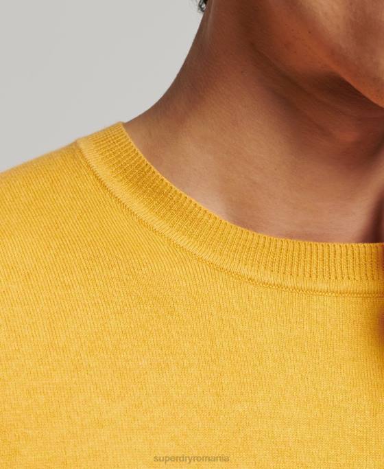 Superdry pulover crew din bumbac organic cașmir îmbrăcăminte galben bărbați JX0Z5271