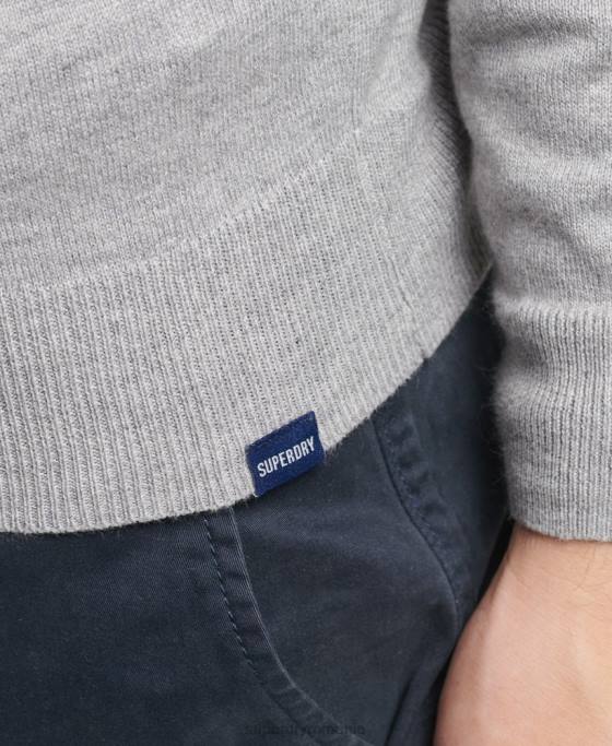 Superdry pulover crew din bumbac organic cașmir îmbrăcăminte gri bărbați JX0Z1240
