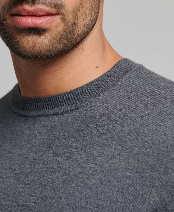 Superdry pulover crew din bumbac organic cașmir îmbrăcăminte gri bărbați JX0Z5306