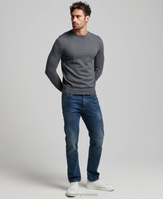 Superdry pulover crew din bumbac organic cașmir îmbrăcăminte gri bărbați JX0Z5306