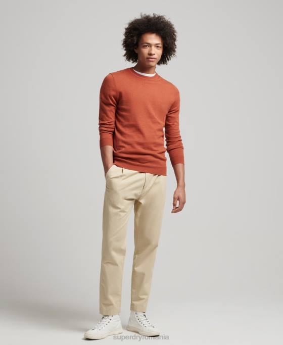 Superdry pulover crew din bumbac organic cașmir îmbrăcăminte portocale bărbați JX0Z1243