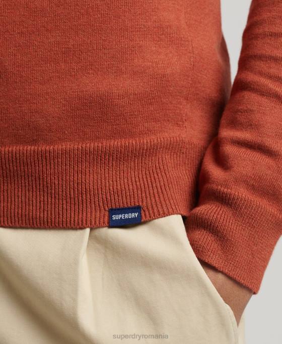 Superdry pulover crew din bumbac organic cașmir îmbrăcăminte portocale bărbați JX0Z1243