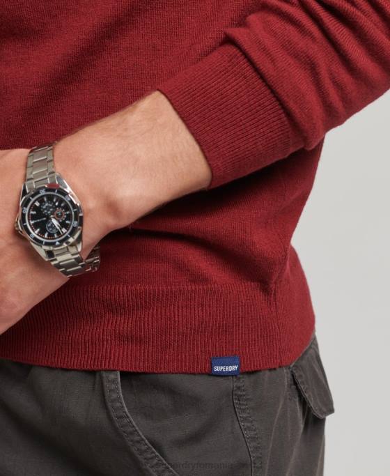 Superdry pulover crew din bumbac organic cașmir îmbrăcăminte roșu bărbați JX0Z1237