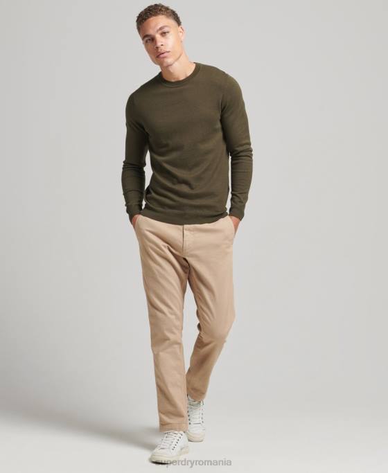 Superdry pulover crew din bumbac organic cașmir îmbrăcăminte verde bărbați JX0Z1307