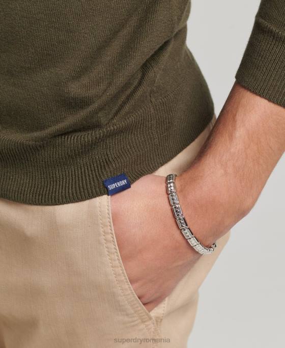 Superdry pulover crew din bumbac organic cașmir îmbrăcăminte verde bărbați JX0Z1307