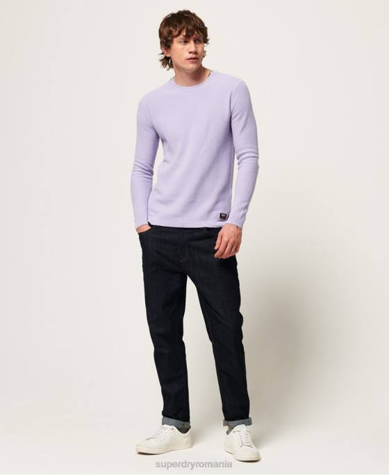 Superdry pulover crew din bumbac supima îmbrăcăminte Violet bărbați JX0Z1368