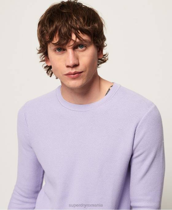 Superdry pulover crew din bumbac supima îmbrăcăminte Violet bărbați JX0Z1368
