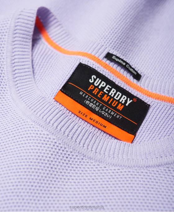 Superdry pulover crew din bumbac supima îmbrăcăminte Violet bărbați JX0Z1368