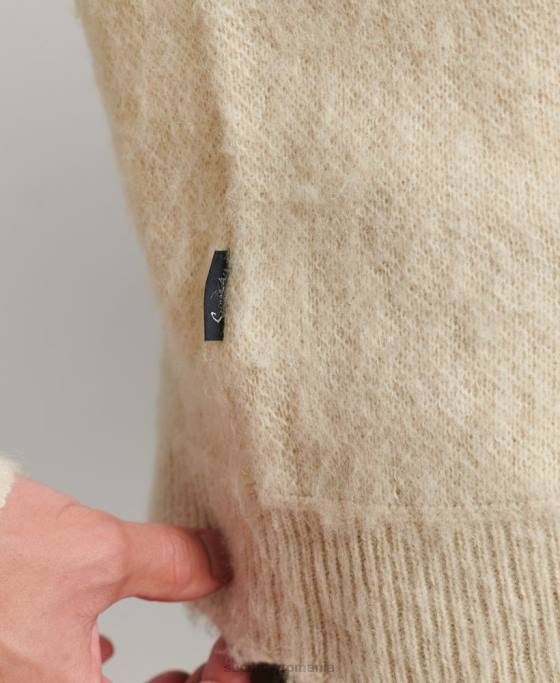 Superdry pulover crew tricotat cu perie îmbrăcăminte bej bărbați JX0Z5247