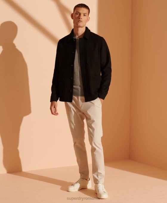 Superdry pulover cu decolteu în V cu etichetă portocalie îmbrăcăminte gri bărbați JX0Z1364