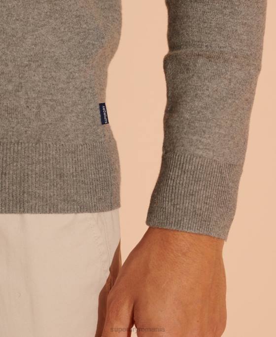 Superdry pulover cu decolteu în V cu etichetă portocalie îmbrăcăminte gri bărbați JX0Z1364