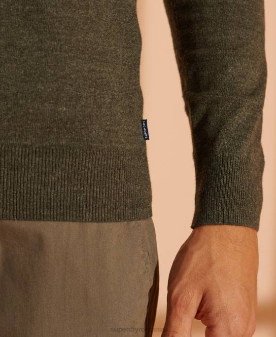 Superdry pulover cu decolteu în V cu etichetă portocalie îmbrăcăminte verde bărbați JX0Z1352