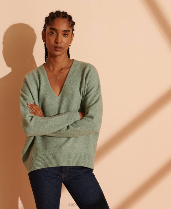 Superdry pulover cu decolteu în V isabella îmbrăcăminte turcoaz femei JX0Z6772