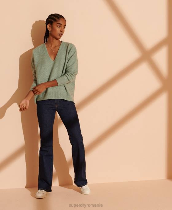 Superdry pulover cu decolteu în V isabella îmbrăcăminte turcoaz femei JX0Z6772