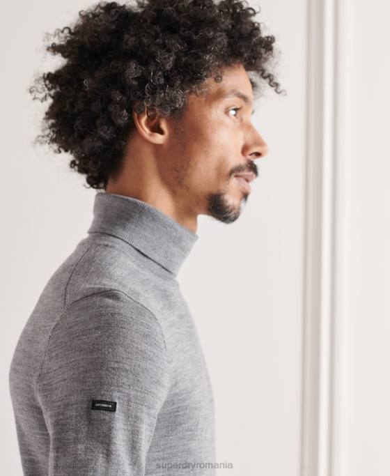 Superdry pulover cu gât rulat din merino îmbrăcăminte gri deschis bărbați JX0Z1335
