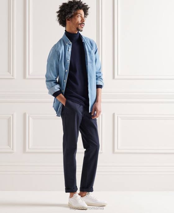 Superdry pulover cu gât rulat din merino îmbrăcăminte marina bărbați JX0Z1346