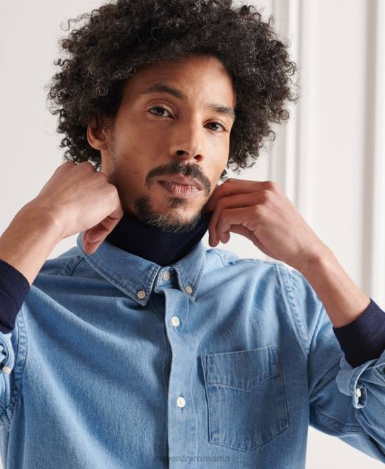 Superdry pulover cu gât rulat din merino îmbrăcăminte marina bărbați JX0Z1346