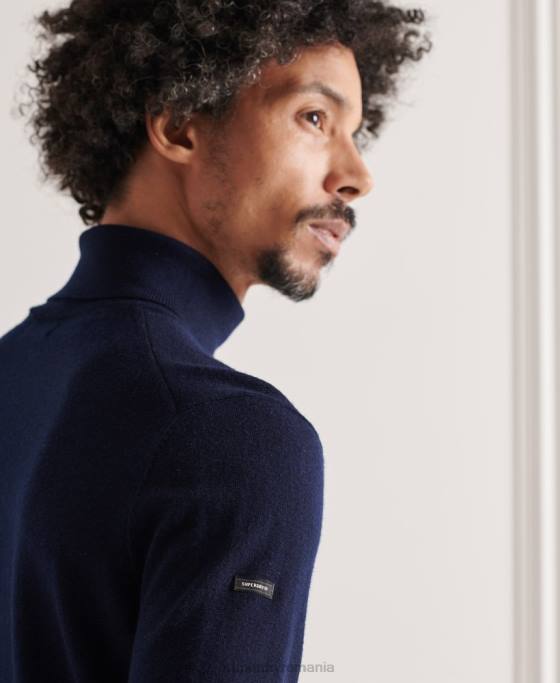 Superdry pulover cu gât rulat din merino îmbrăcăminte marina bărbați JX0Z1346